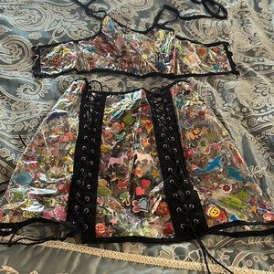 Skirt set with matching top.